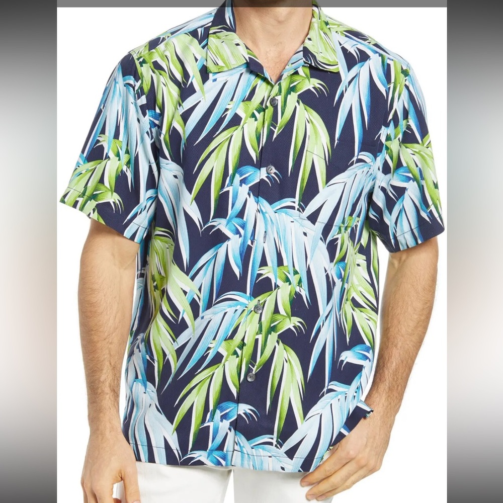 Tommy Bahama Button Shirt Perfect Palmday Linen Camp Hawaiian Casual Men’s Sz XL